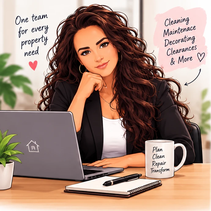 Illustrated portrait introducing me, Liz, at Vanguard Property Services